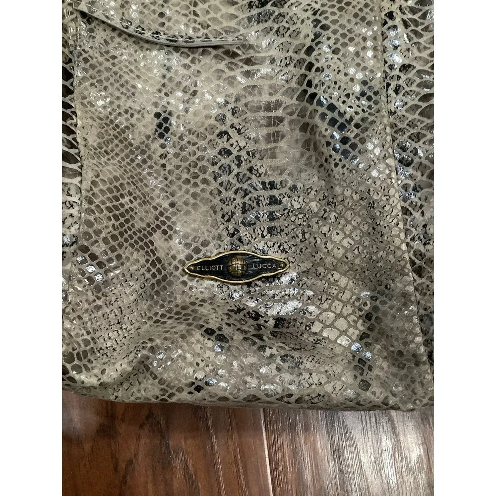 Elliott Lucca Large Lightweight, Snakeskin Embossed Leather Hobo Bag